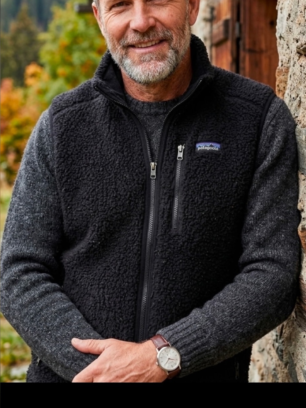 Patagonia Black Men's Sherpa Fleece Vest with Zip Pockets